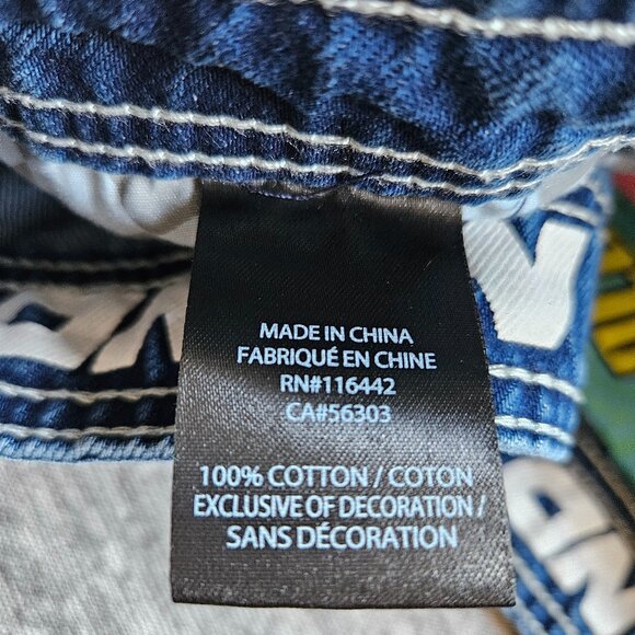 ALAB Blue Denim Shorts Men's 32 Baggy Embroidered Y2K Skater Rave Streetwear - Picture 11 of 12